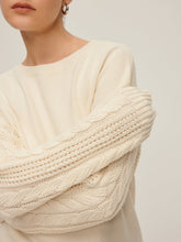 Plain Cable Sleeve Pullover Sweater